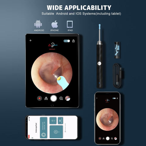Ear Wax Removal, Ear Cleaner with Camera and Light, Ear Wax Removal Kit with 1296P Otoscope, Ear Cleaning Tool with 6 Ear Spoon, Ear Camera for iP...