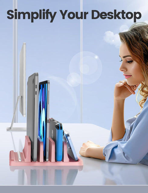 Vaydeer 3-Slot Vertical Laptop Stand Made of Premium ABS Plastics 5 in 1 Design Space-Saving Adjustable Desk Organizer for All MacBook/Chromebook/...