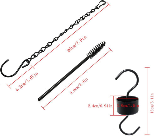 Hummingbird Feeder Accessories Have 1x Hook, 1x Brush and 1x Hook Chain, Black...