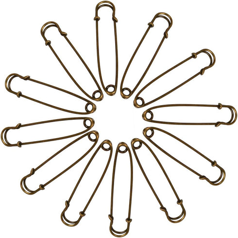 Baitaihem 50 Pcs Large Steel Safety Pins 3 inch Heavy Duty Safety Pins for Blankets, Skirts, Kilts, Crafts(Brown)...