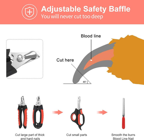 Dog Nail Clippers Trimmer Set, Quick Safety Guard to Avoid Over-Cutting, Stainless Steel Razor Sharp Blades, Sturdy Non-Slip Handles, Storage Case...