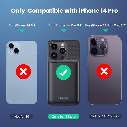 Ekrist Battery Case for iPhone 14 Pro (6.1 inch),7200mAh Smart Portable Rechargeable Charging Case,Extended Battery Pack Compatible with iPhone 14...
