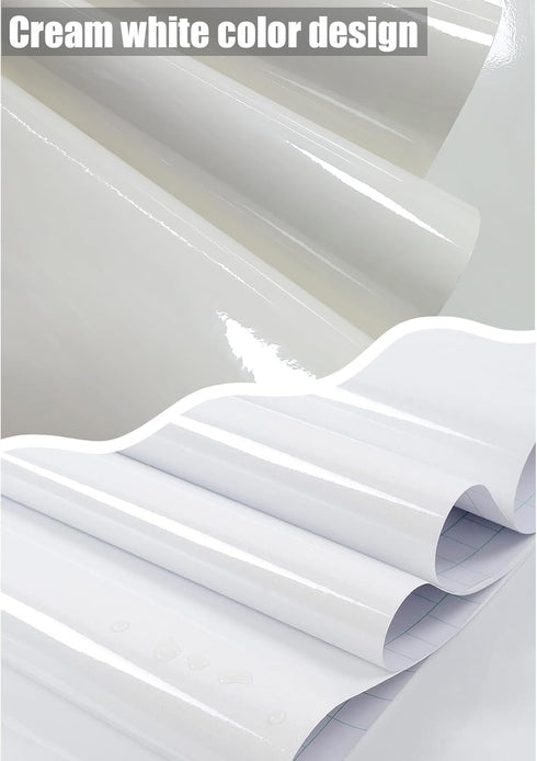 Glossy White Contact Paper Cream White Wallpaper Peel and Stick 15.8inch x 78.7inch Cream White Contact Paper for Countertops Peel and Stick Water...