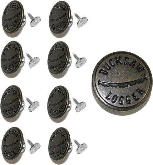 Welch Suspender Buttons Metal Rivet for Jeans, Pants, Button-end Suspenders - Button Tack Replacement and Repair - Bronze, 1 Pack of 8 Logger Butt...
