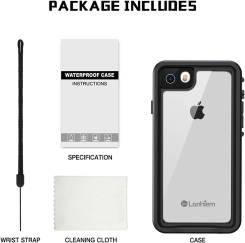 Lanhiem for iPhone 8 Plus Case, for iPhone 7 Plus Case, IP68 Waterproof Dustproof Case with Built-in Screen Protector, Full Body Protective Cover ...