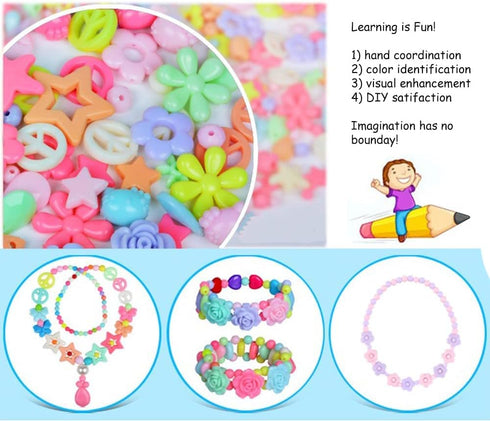 Jewelry Making kit Beads for Bracelets Making kit for Girls. 500+ Pieces Variety Shapes and Colors Perfect Toys for Girls Kids Age 4-6-8-10-12...