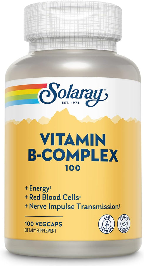 SOLARAY Vitamin B-Complex 100 mg, Healthy Energy, Blood Cell Formation & Nerve Impulse Transmission Support, 100 VegCaps (100 Count)...