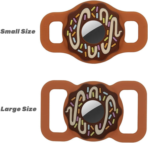Pet Collar Holder Compatible for Airtag,Protective Cases Covers Dog Cat Collar Holder Doughnut Shape Silicone Waterproof (Large, Brown)...