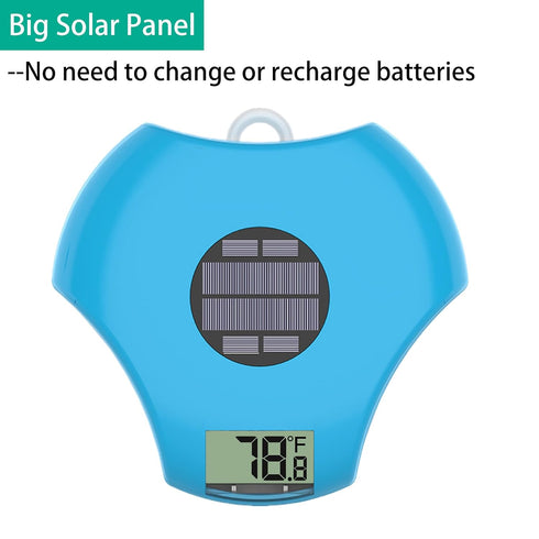 Pool Thermometer Floating Easy Read, Solar Powered Digital Pool Thermometer, IPX-8 Waterproof, Digital Temperature Gauge with Rope for Swimming Po...