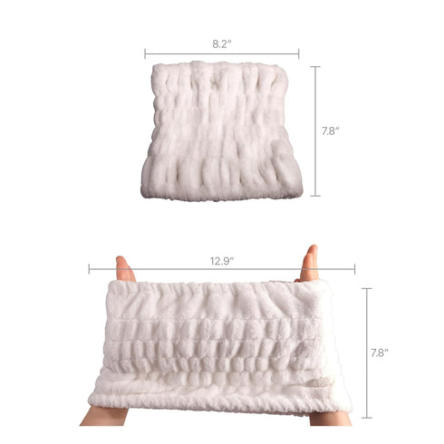 Red by Kiss Extra Wide Spa Headband, Super Absorbent & Soft Fluffy Plush Fleece, Full Hairline Coverage, Essential for Makeup, Skincare, Face Wash...