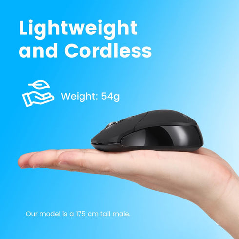 Perixx PERIMICE-802B Wireless Bluetooth Mouse - Portable Design for Windows, iOS, and Android Tablet - Black Rubber Black...
