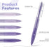 YISAN Retractable Gel Pens,0.5mm,Black Ink,Quick Dry,Fine Tip,Fine Point Aesthetic Pens for Note Taking,Journaling,Office,5 Pcs,Purple Tone,71006...