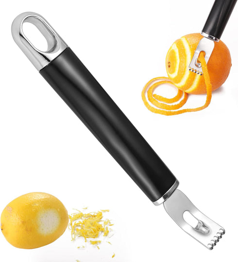 Channel Knife, 2-in-1 Lemon Twist Peeler Stainless Steel Lemon Peeler Zester Bar Tool Cocktail Garnish Citrus Lemon Rind Zester Tool for Kitchen B...