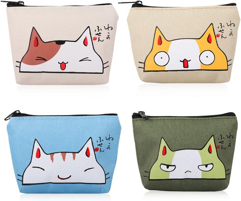 iSuperb Pack of 4 Canvas Coin Purse Change Cash Bag Zipper Small Purse Wallets...