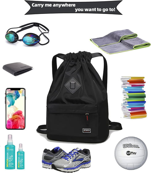Peicees Waterproof Drawstring Sport Bag Lightweight Sackpack Backpack for Men and Women...
