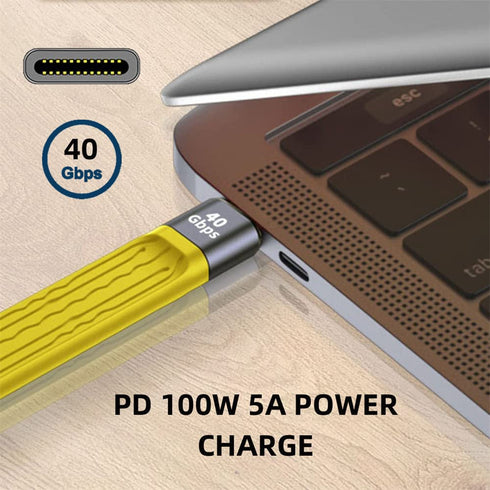 cablecc Yellow USB4 Extension Cable Slim Flat Male to Female 40Gbps with 100W Charging and 8K@60Hz USB4.0...