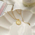 Dtja Carved Gold Coin Pendant Necklace for Women Girls 925 Sterling Silver 18K Gold Plated Simple Round Chain Goddess Worship Celebrity Medal Reve...
