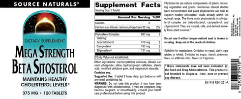 Source Naturals Mega Strength Beta Sitosterol 375mg - 120 Tablets...
