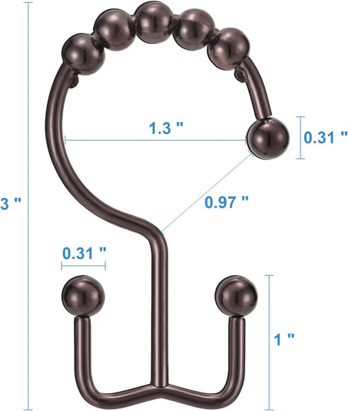 Shower Curtain Hooks Rings, TENOVEL Double Sided Shower Hooks Rust Proof for Bathroom Shower Rods Curtain, Durable Stainless Steel Bathroom Shower...