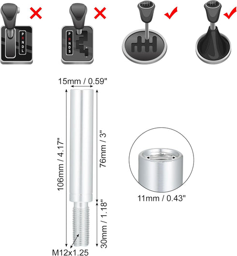 ACROPIX 3" Shift Knob Extender Aluminum Alloy Car Gear Lever Stick Shifter Extension M12x1.25 Fit for Toyota Supra 1993-1998 - Pack of 1...
