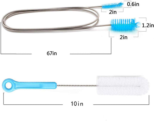 CPAP Tube Cleaning Brush - Flexible Stainless (6 Feet) Plus Handy Brush (10 Inches) fits Standard 22mm Diameter Tubing...