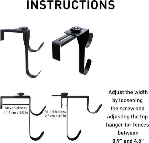 Pool Pole Hanger/Hook, 2 Pcs Adjustable Aluminum Storage Hook, Rust Resistant Double Hooks for Pool Accessories & Garden Tools (Black)...