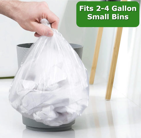 Small Trash Bags 2-4 Gallon Clear Garbage Bags (800 Count) CCLINERS Bulk Bathroom Trash Bags fits 2 Gallon 3 Gallon 4 Gallon Wastebasket liners fo...