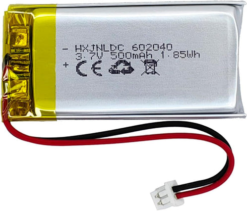 DC 3.7V 500mAh 602040 Rechargeable Lithium Polymer Battery, Suitable for DIY 3.7-5V Electronic Products with Built-in 2-Wire Battery Replacement a...