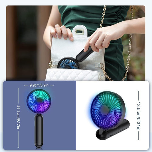 VersionTECH. Portable HandHeld Fan, Personal USB Hand Fans with RGB Color Light, 5 Speed Foldable Table Fan with Rechargeable Battery Operated for...