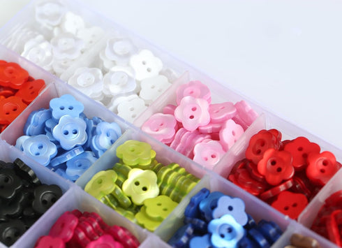 525pcs 1/2 inch (12.5mm) 11 Colors Flower Shape Resin Buttons for Sewing Blouse Shirts 2 Holes Button DIY Crafts Projects Scrapbooking DIY Project...