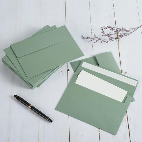 50 Pack 5 x 7 Envelopes Colored Self Seal for Wedding, Party Invitations, Greeting Cards, Announcements, Photos, 5.24 x 7.21 Inches (Sage Green)...