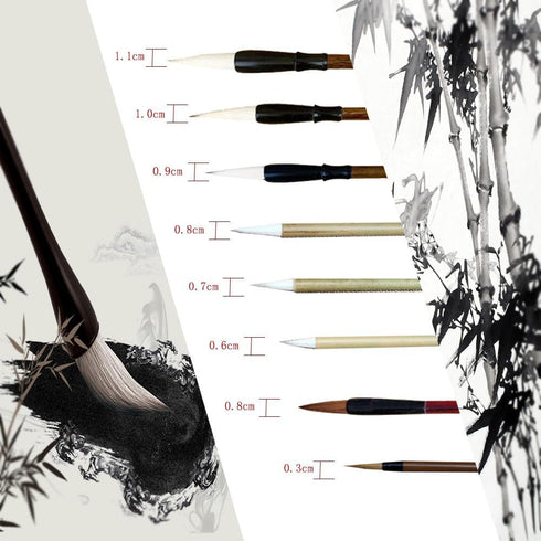 Chinese Calligraphy Brush Set - Watercolor Sumi Drawing Brushes for Writing & Painting - Pack of 8...