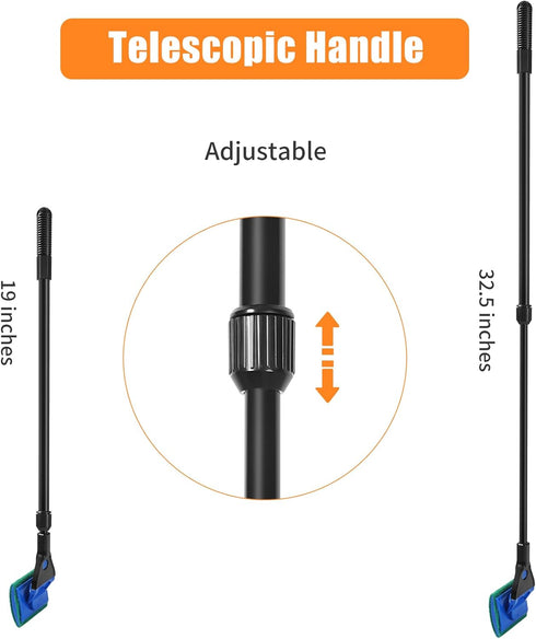 AQUANEAT Aquarium Cleaning Tools, Fish Tank Cleaning Kit with Adjustable Long Handle, 5 in 1 Tools Including Fish Net, Algae Scraper (Adjustable)...