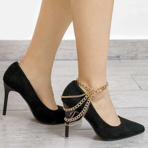 Campsis Punk Layered Anklets Gold Tassel Ankle Chain High heels Chain Bar NightClub Party Foot Chains Jewelry for Women(Pack of 1)...