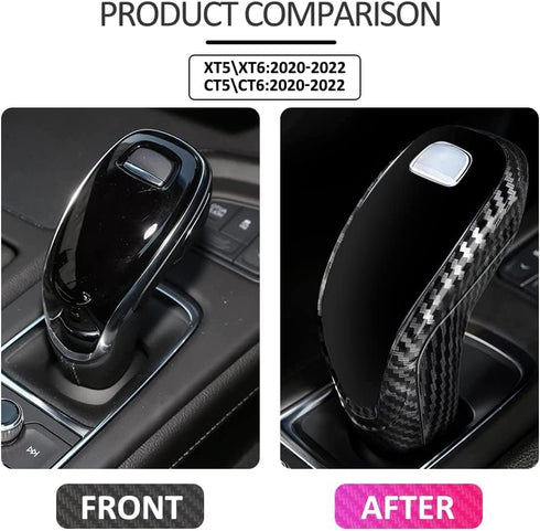 Sport Style Carbon Fiber Gear Shift Knob Cover Sticker Head Trim Compatible with Cadillac XT5 XT6 CT5 CT6 2023 2022 2021 2020...