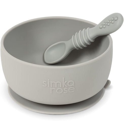 Simka Rose Baby Bowl & Spoon Set, Baby Bowls Suction for Toddler, BPA-Free Silicone Bowls Baby, Baby Bowl & Spoon Dishwasher & Microwave Safe Baby...