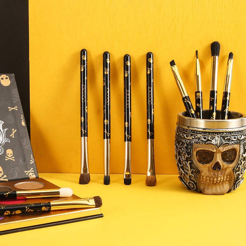 Docolor Eye Makeup Brushes 10Pcs Skull Printed Eyeshadow Makeup Brush Set Blending Concealer Eyebrow Eye Liners Premium Synthetic Eyeshadow Crease...