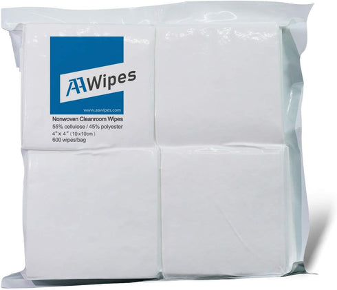 Cleanroom Wipes Lint Free Wipes 4" x 4" Cellulose/Polyester Blend (4" x 4"-600 Pcs) Nonwoven Wipers (NW06804)...