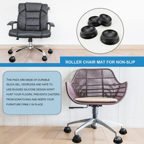 4PCS Furniture Wheel Caster Cups Rubber Non-Slip Foot Mats, Strong Grip Round Floor Protectors for Crib Wheels, Furniture Table Legs (Black)...
