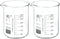 PATIKIL 300ml Low Form Glass Beaker, 2 Pack 3.3 Borosilicate Glass Graduated Printed Scale Measuring Cups with Spout for Kitchen Lab Liquids Trans...