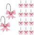 12PCS Decorative Shower Curtain Hooks, Pink Bow Knot Resin Curtain Hooks Shower Rings for Bathroom Baby Room Nursery Art Decors (Bow Knot)...