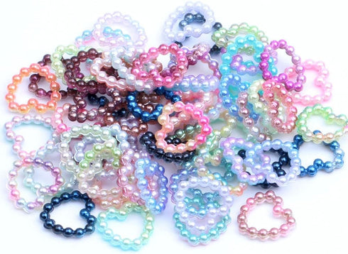 120Pcs Hollow Heart Shape ABS Imitation Pearls Loop Ring Circle Craft Embellishments DIY Ornament Decoration Accessories for DIY Phone Case Jewelr...