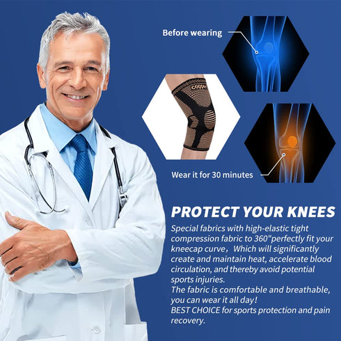 2-Pack Knee Compression Sleeves for Pain Relief & Support During Sports & Weightlifting - Non-Slip Braces for Men & Women, Perfect for ACL, Arthri...