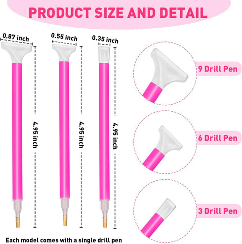 36 Pack Diamond Art Painting Pens 5D Diamond Embroidery Art Pens with 3 Drill Sizes, Efficient Diamond Art Pens Tools for DIY Diamond Rhinestone P...