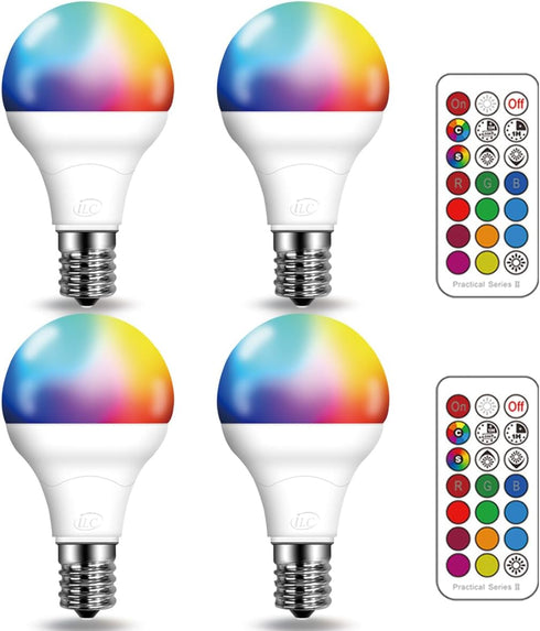 ILC E17 LED Light Bulbs (40w Equivalent) 5W, Color Changing RGB, 2700K Warm White, 12 Colors 2 Modes Timing with Remote Control (4 Pack)...