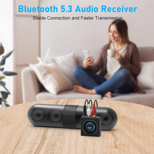 YMOO B06T3 Bluetooth 5.3 Receiver, 100ft RCA Bluetooth Audio Adapter for 3.5mm Jack AUX HiFi Home Stereo/Speaker from Smartphone/Tablet/Laptop,Dua...
