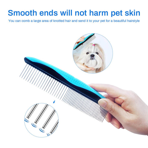 ROPO Dog comb Pet grooming comb Cat comb for removing matted fur Proper care prevents knots and mats in long and short-haired pets Non-slip comfor...