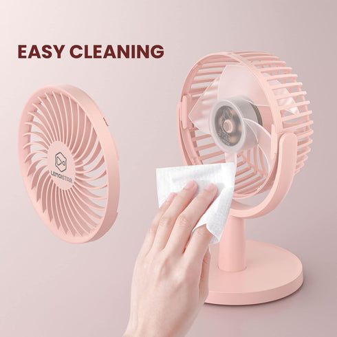 Shinebella 4 Speeds Small Desk Fan with Strong Airflow, Personal Portable Mini USB Fan, Quiet, 310 Degree Rotation, Detachable, Easy to Clean, Lig...