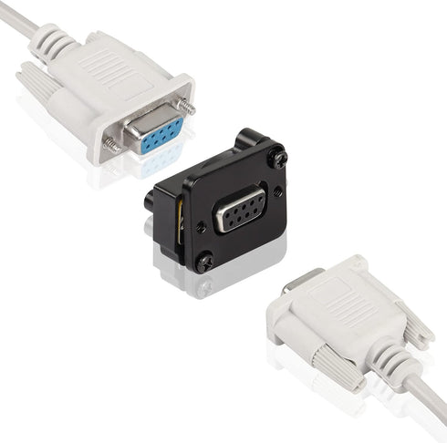 QIANRENON DB9 Panel Mount Straight Through Connector Adapter 9-pin RS232 Serial Female to Male Panel Mount Socket Converter Coupler, for Video Net...