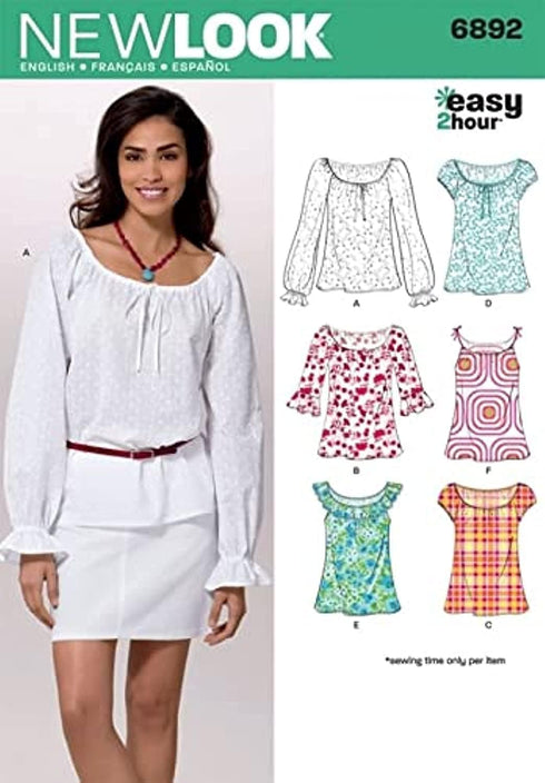 New Look Ladies Easy Sewing Pattern 6892 Summer Tops & Blouses...